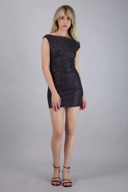 Vestido mini brillos de un hombro sold by Shasa