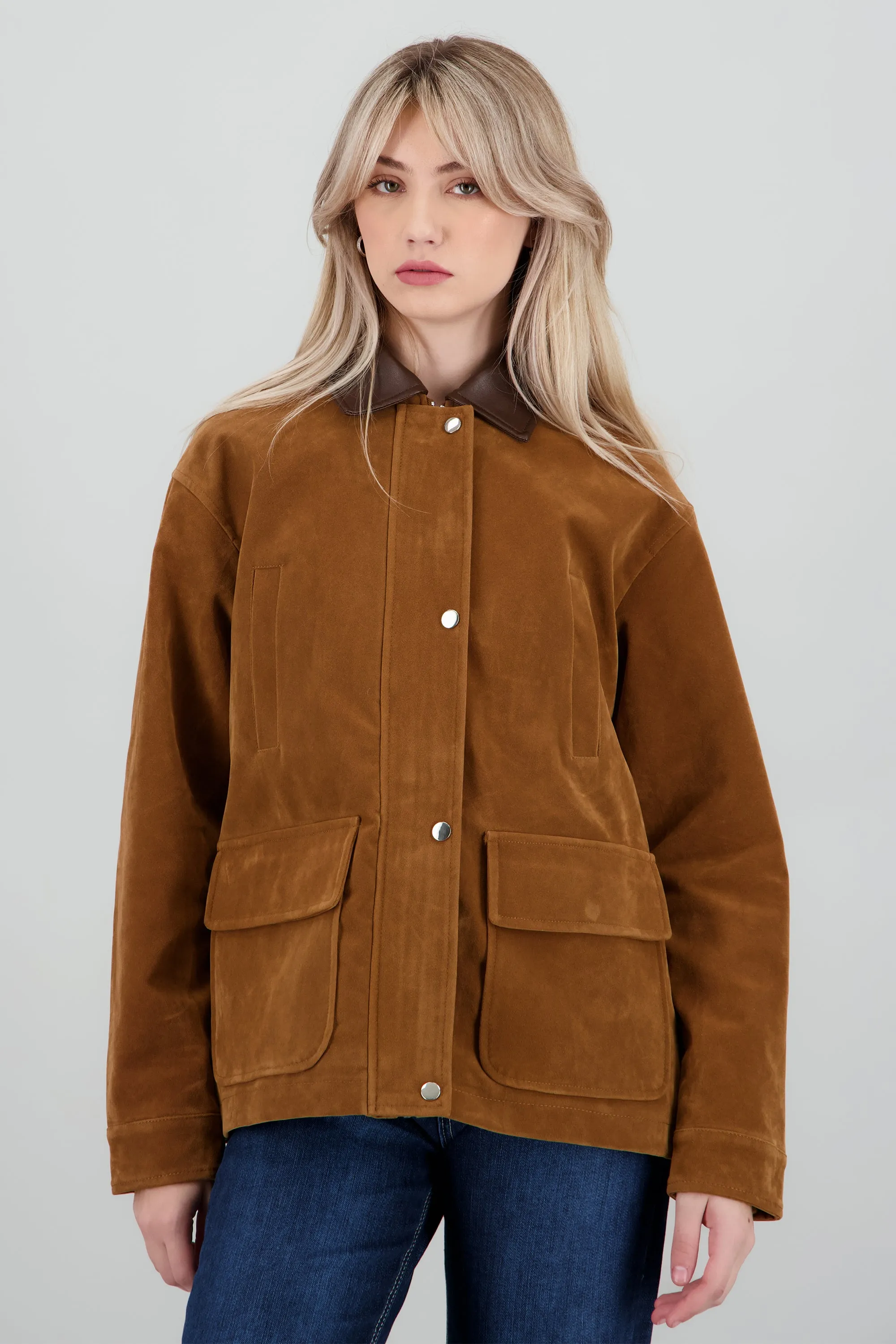 cazadora antelina cuello contraste efecto piel sold by Shasa product image thumbnail 2