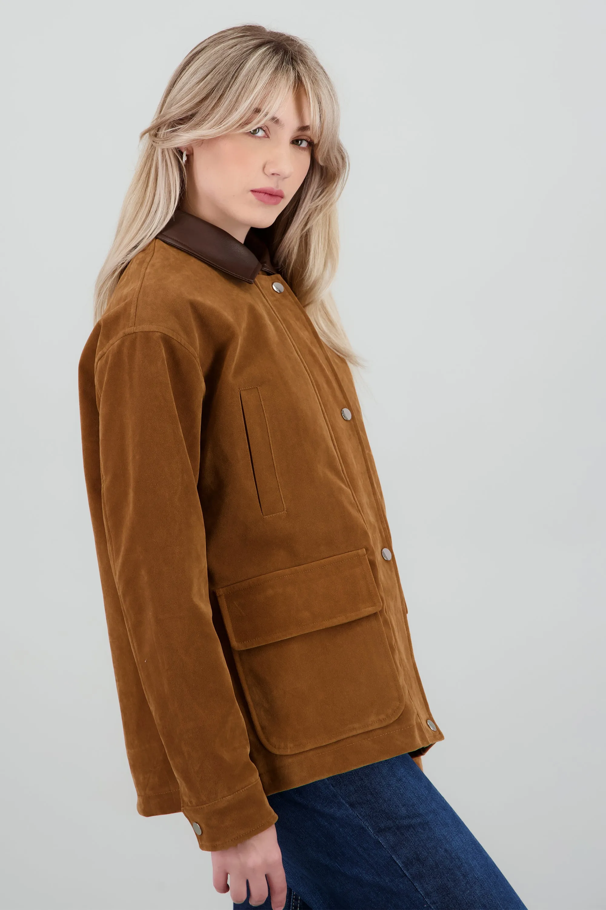 cazadora antelina cuello contraste efecto piel sold by Shasa product image thumbnail 3