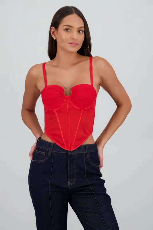 Corset mesh detalle drapeado copas sold by Shasa