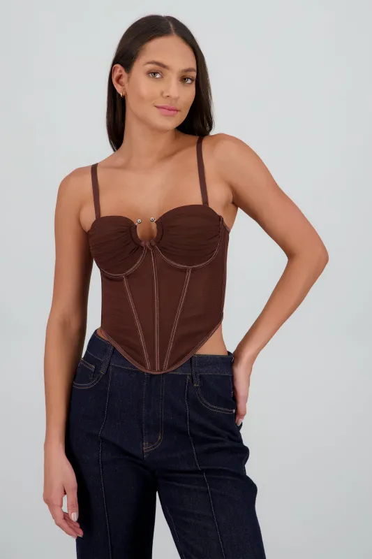 Corset mesh detalle drapeado copas sold by Shasa