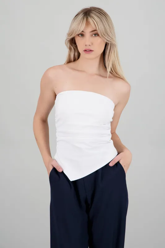 Top liso asimetrico drapeado sold by Shasa