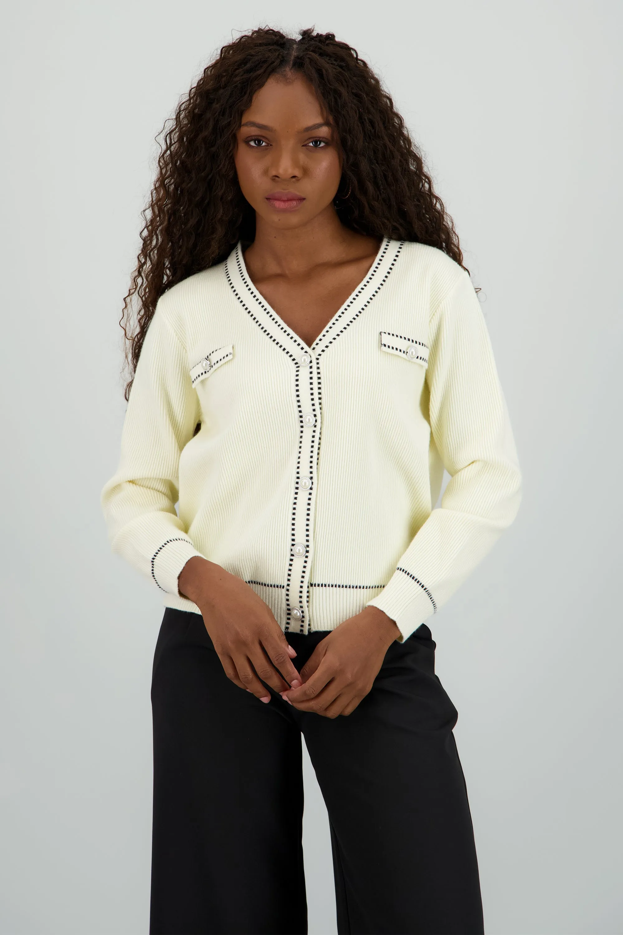 Cardigan detalle costuras contraste sold by Shasa product image thumbnail 2