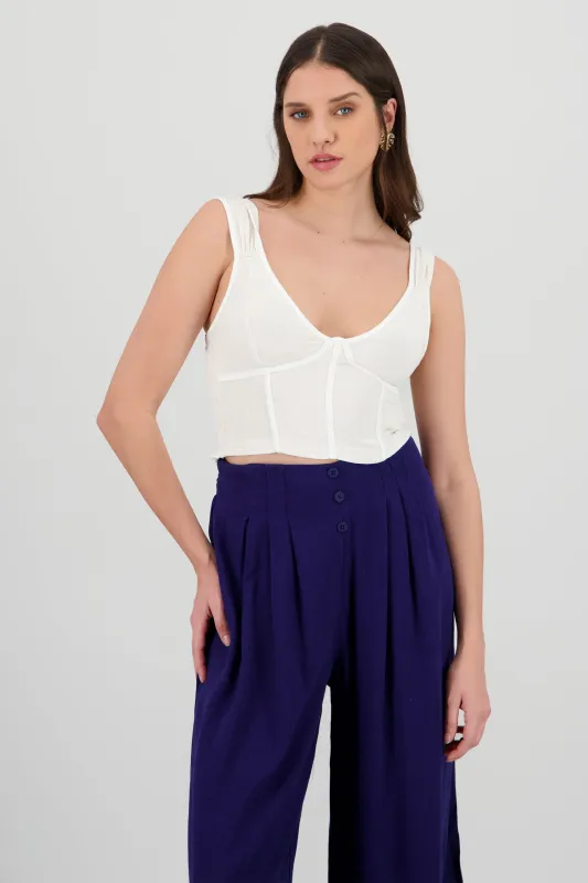 Top contraste costuras tirantes sold by Shasa