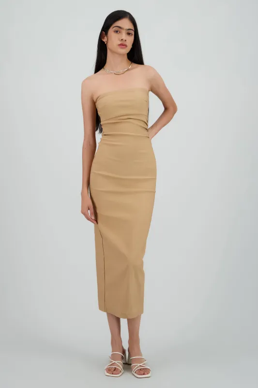 Vestido maxi strapless drapeado hypsters sold by Shasa