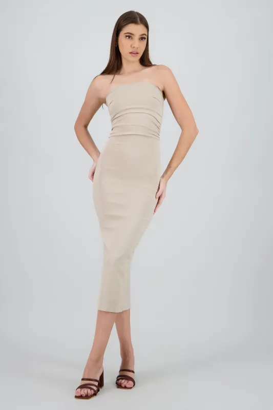 Vestido maxi strapless drapeado hypsters sold by Shasa