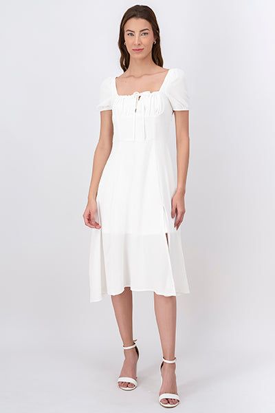 Vestido midi plisado abertura sold by Shasa