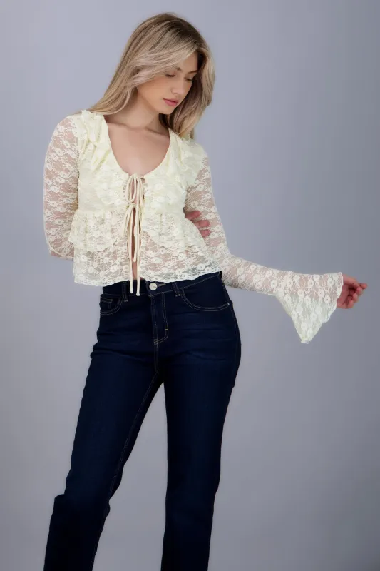 Blusa encaje manga larga detalle olanes sold by Shasa