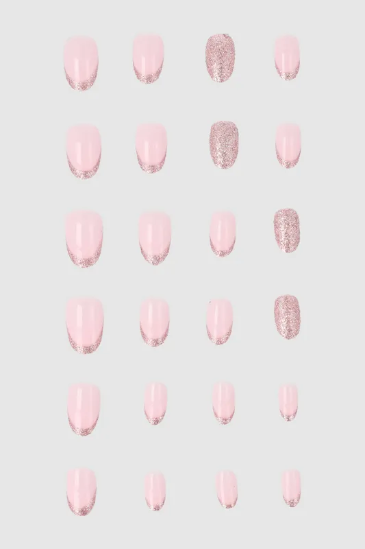 Set 24 uñas french mini brillos sold by Shasa