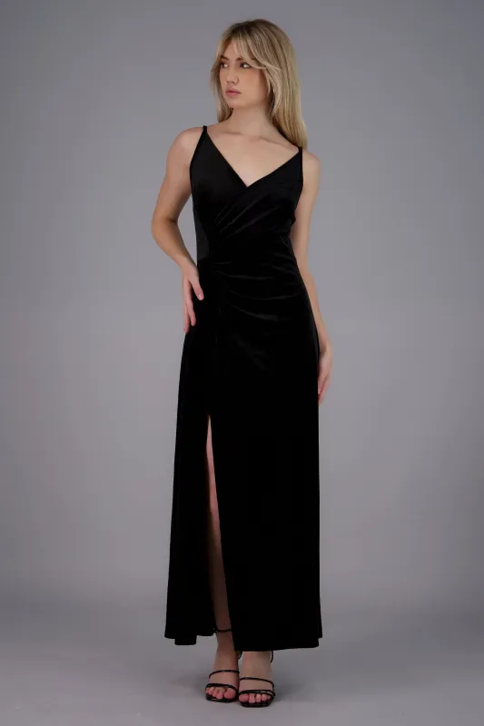 Vestido maxi velvet escote en v made by Shasa