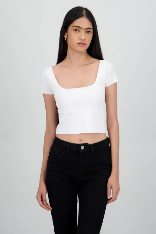 Top escote cuadrado doble tel sold by Shasa