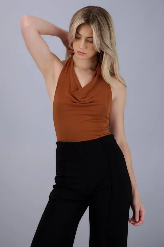 Bodysuit halter escote cascada drapeado sold by Shasa