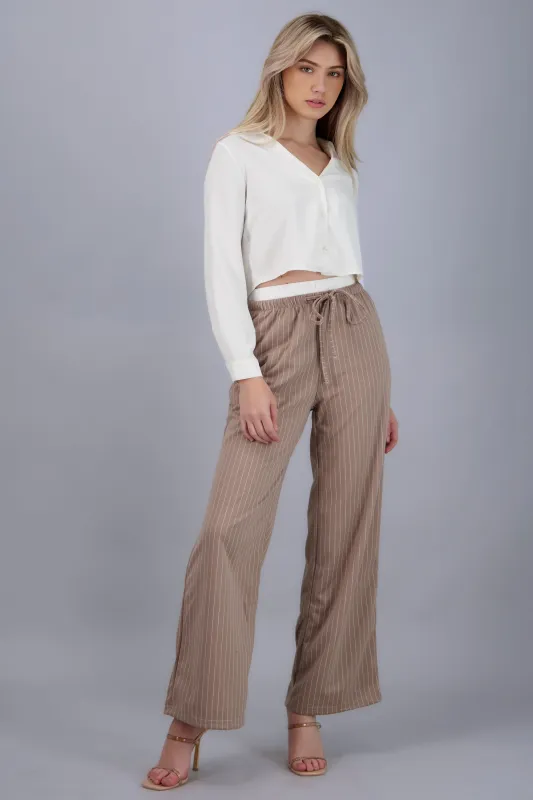 Pantalon rayas pretina contraste jareta sold by Shasa