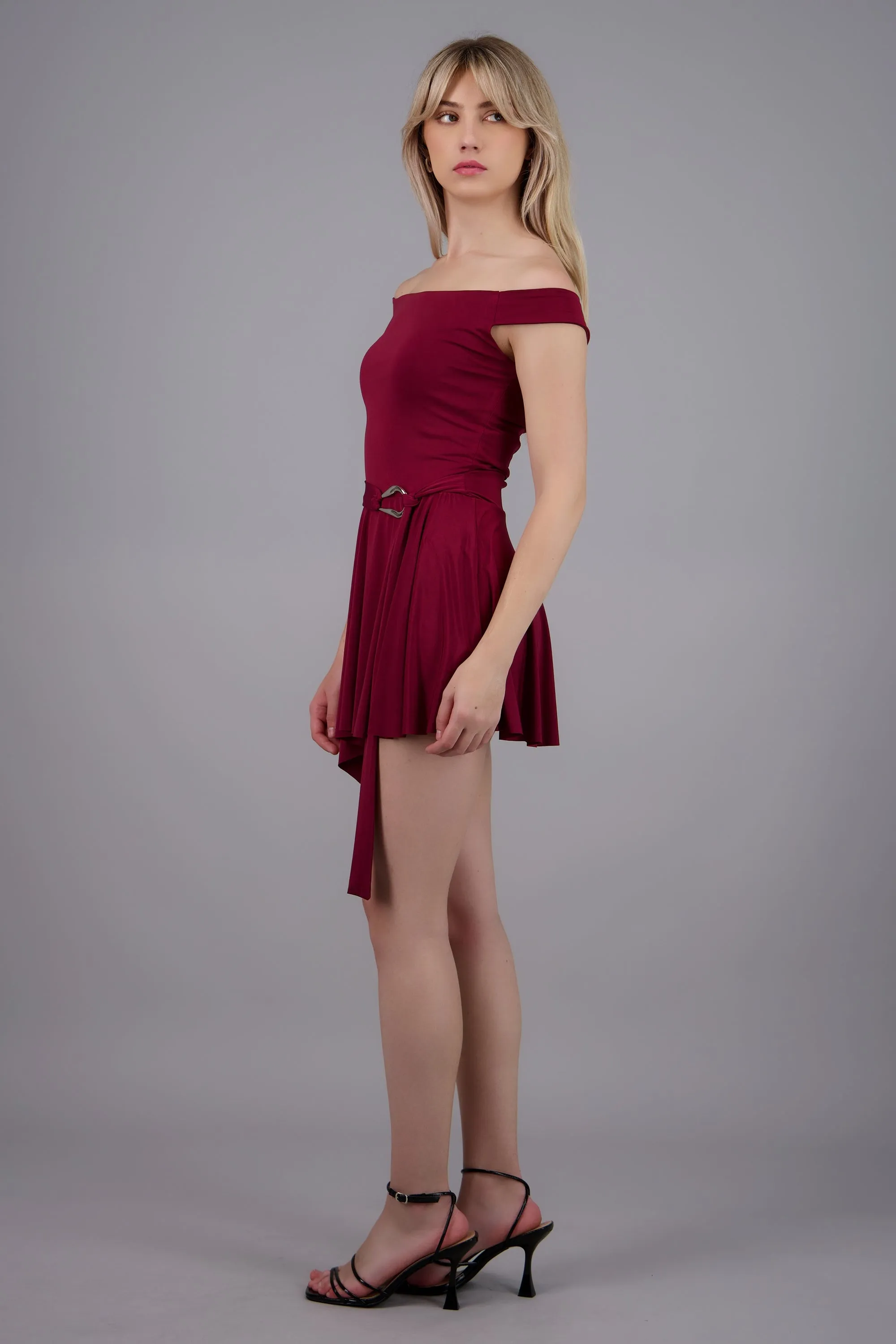 Vestido mini off shoulder detalle hebilla sold by Shasa product image thumbnail 3