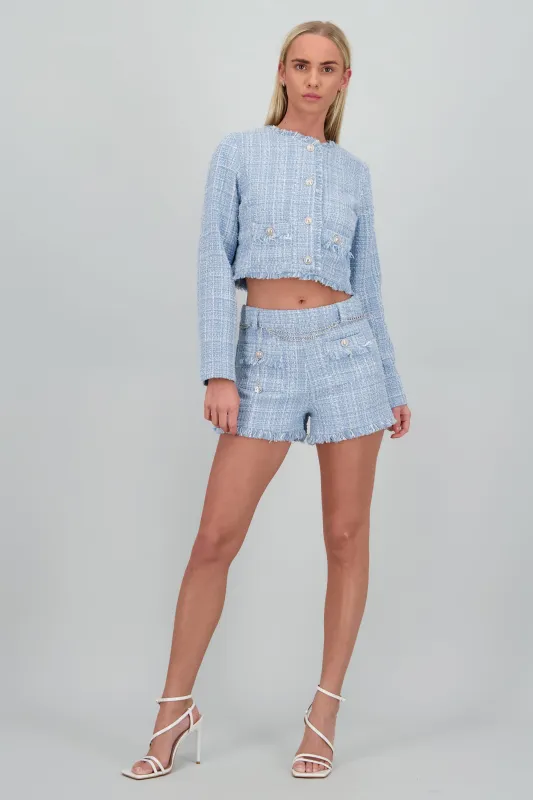 Shorts tweed detalle brillo sold by Shasa