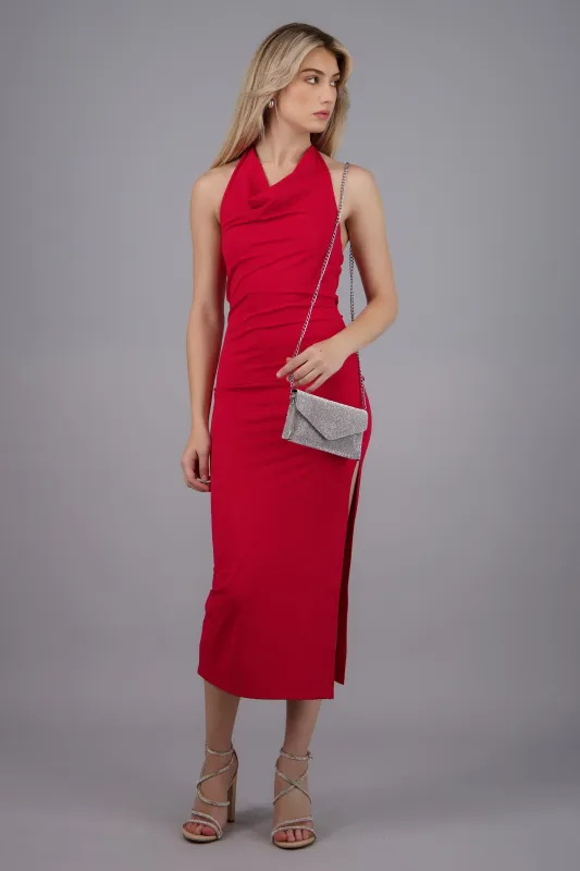 Vestido halter escote cascada maxi sold by Shasa