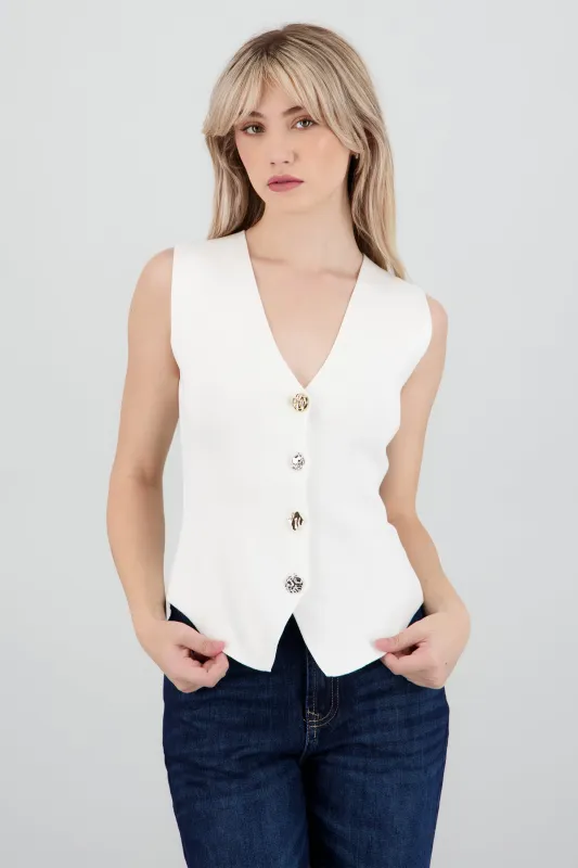 Chaleco liso tejido botones sold by Shasa