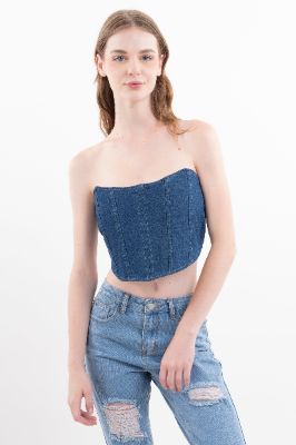 Top bustier denim strapless sold by Shasa