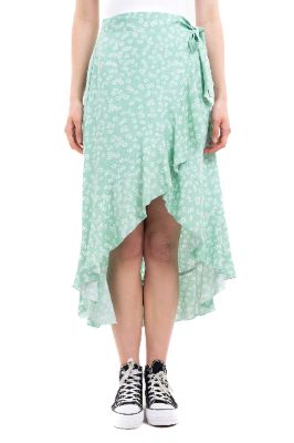 Falda midi cruzada flores sold by Shasa