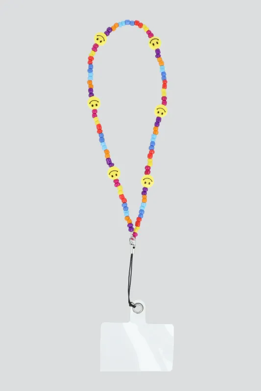 Correa cel cuentas happy face sold by Shasa