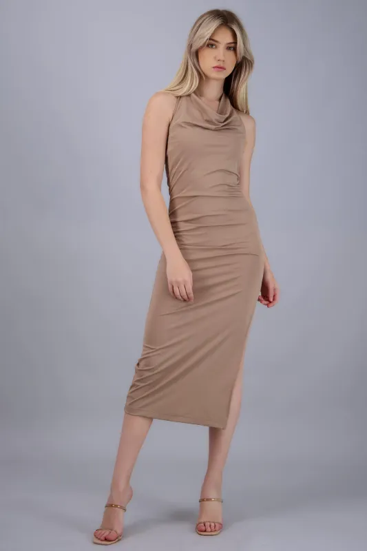 Vestido halter escote cascada maxi sold by Shasa