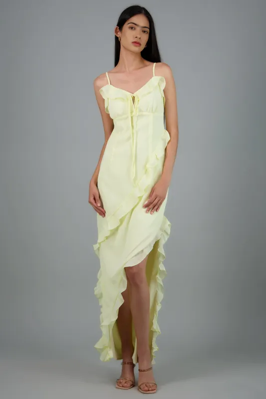 Vestido maxi de tirantes con olanes boho sold by Shasa