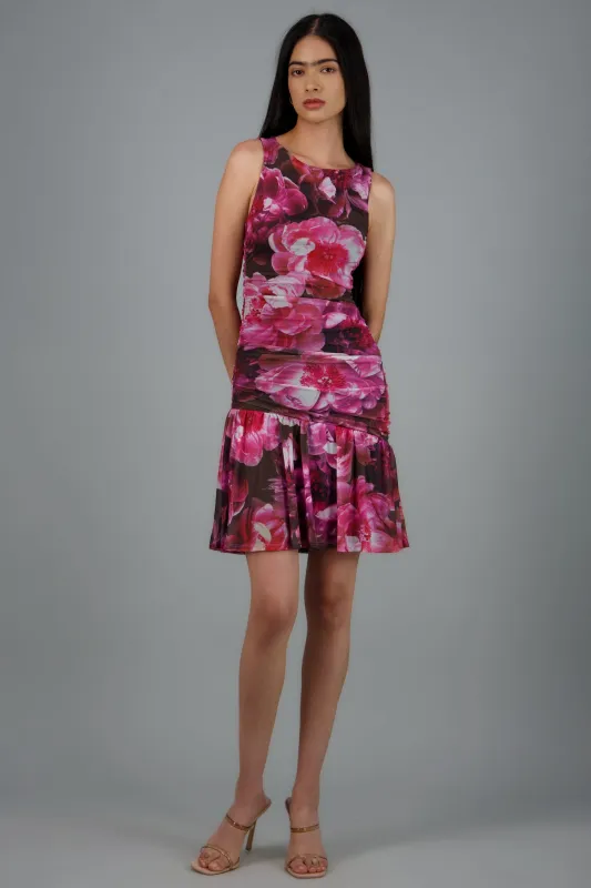 Vestido drapeado mesh estampado made by Shasa