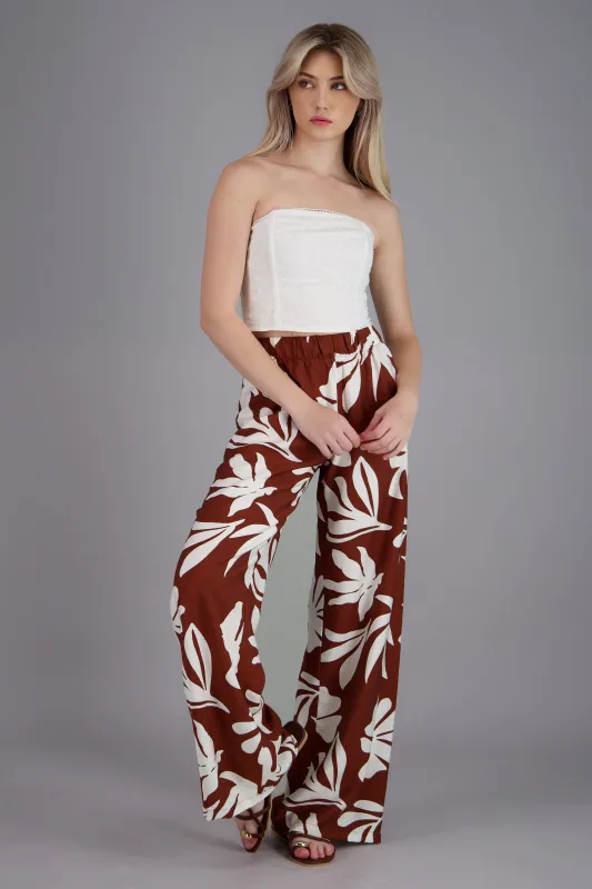 Pantalon wide leg estampado flores sold by Shasa
