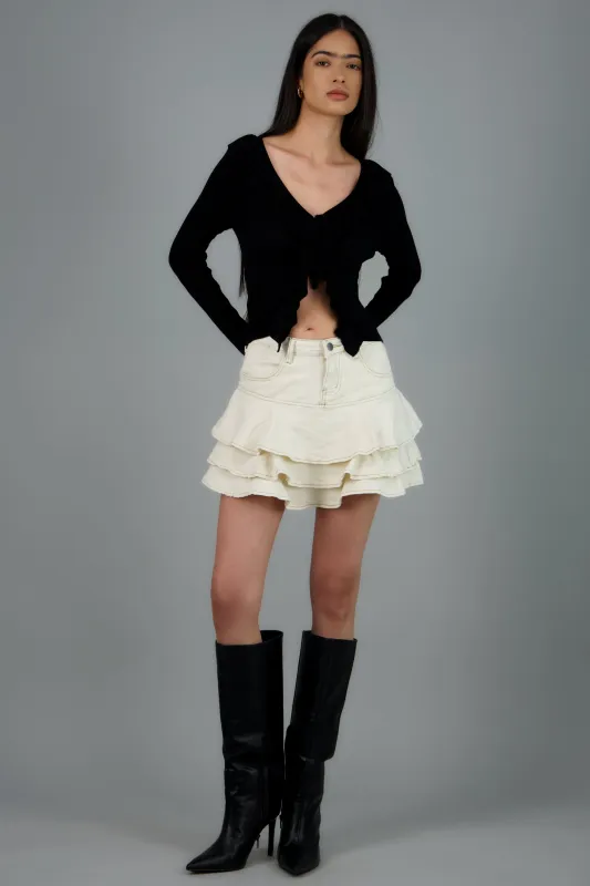 Falda denim triple olan sold by Shasa