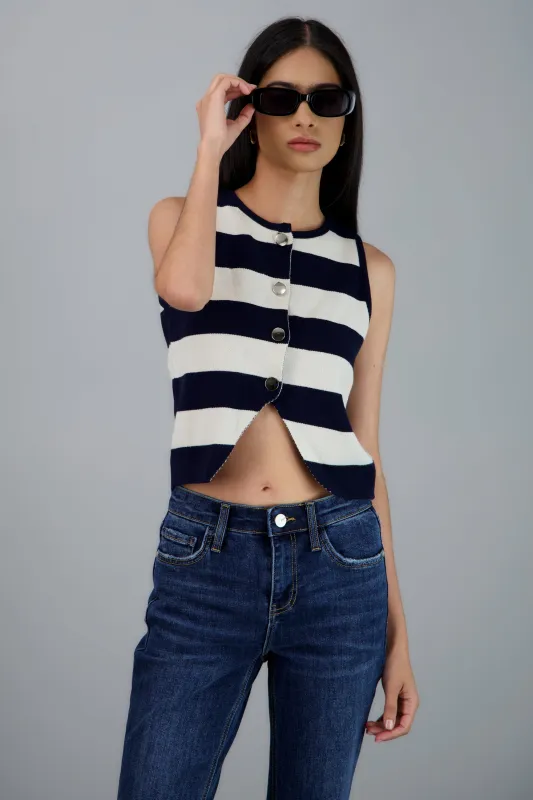 Chaleco rayas detalle abertura sold by Shasa