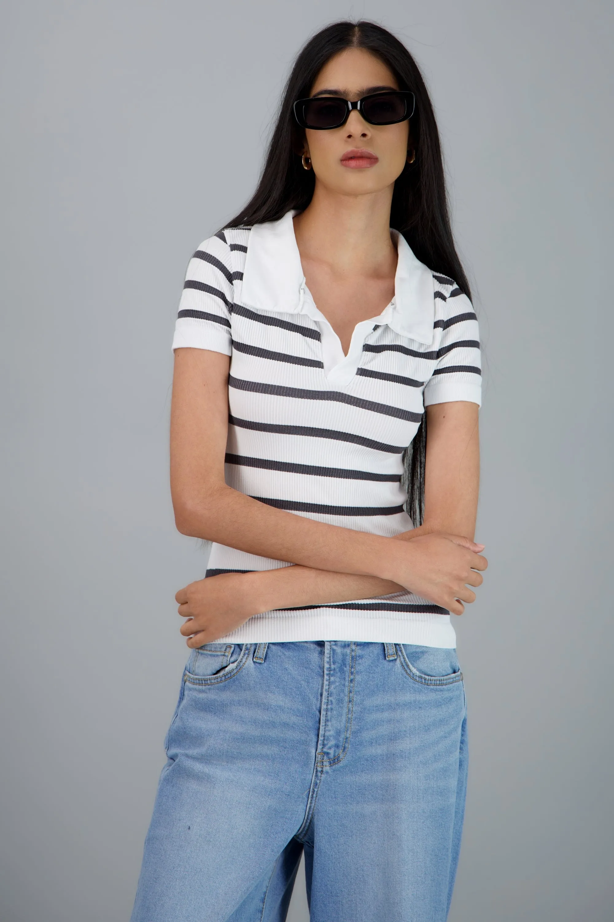 Top seamless rayas cuello polo sold by Shasa product image thumbnail 2