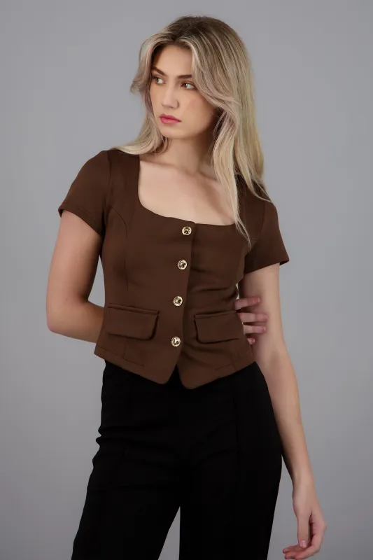 Top con botones con manga corta sold by Shasa