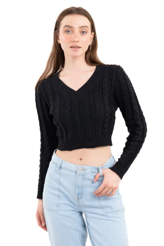 Suéter crop punto cuello v sold by Shasa