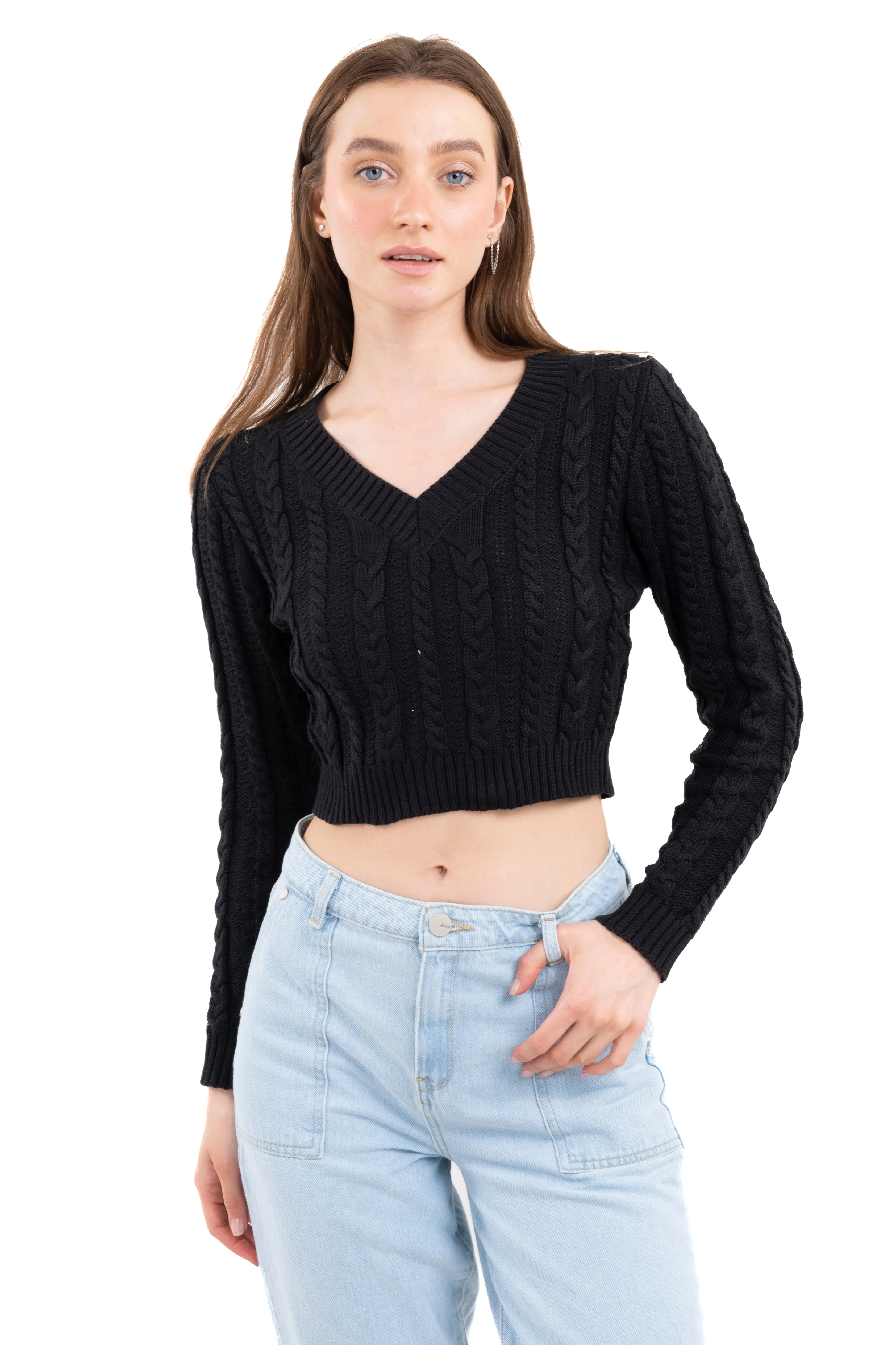 Suéter crop punto cuello v sold by Shasa