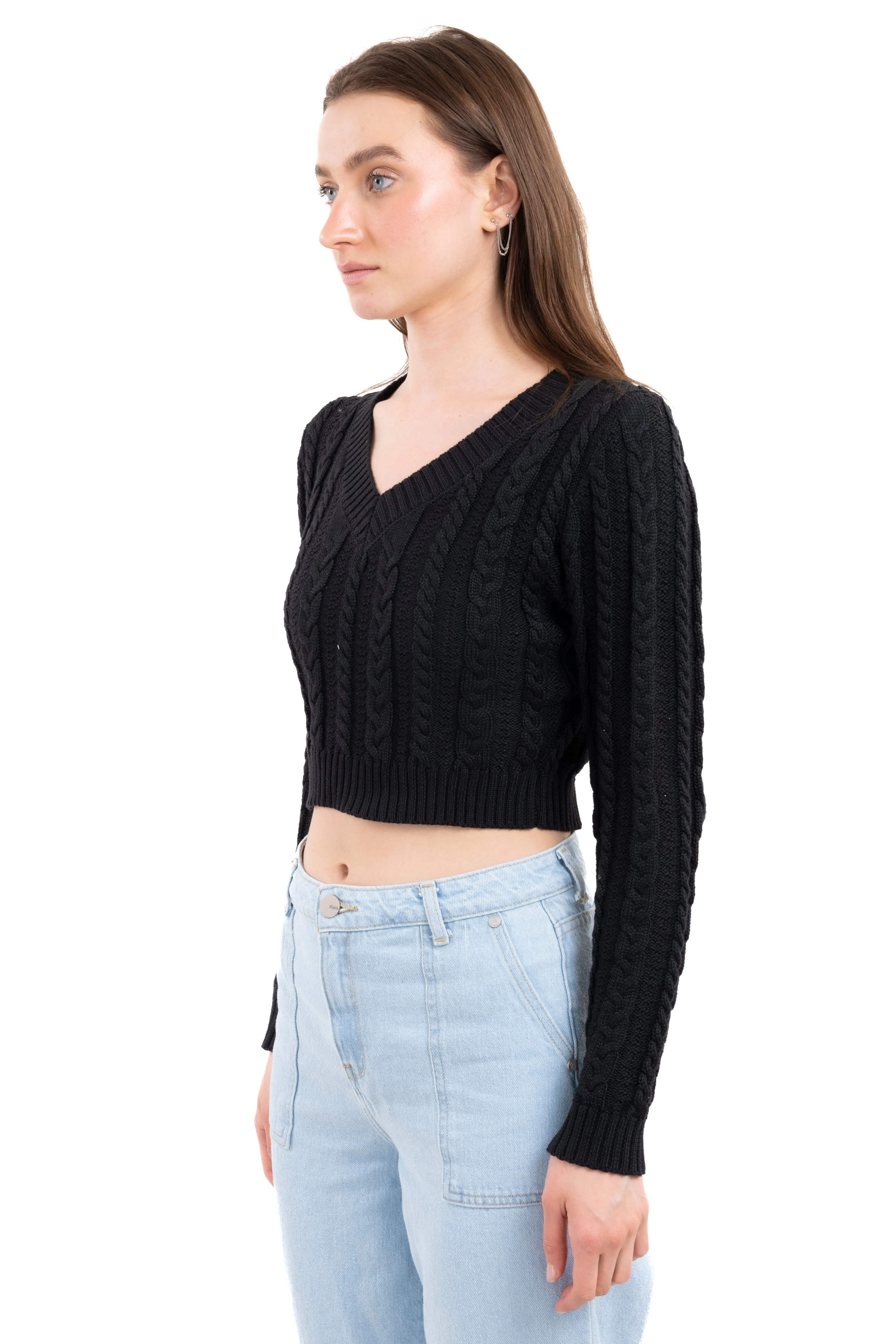 Suéter crop punto cuello v sold by Shasa product image thumbnail 3