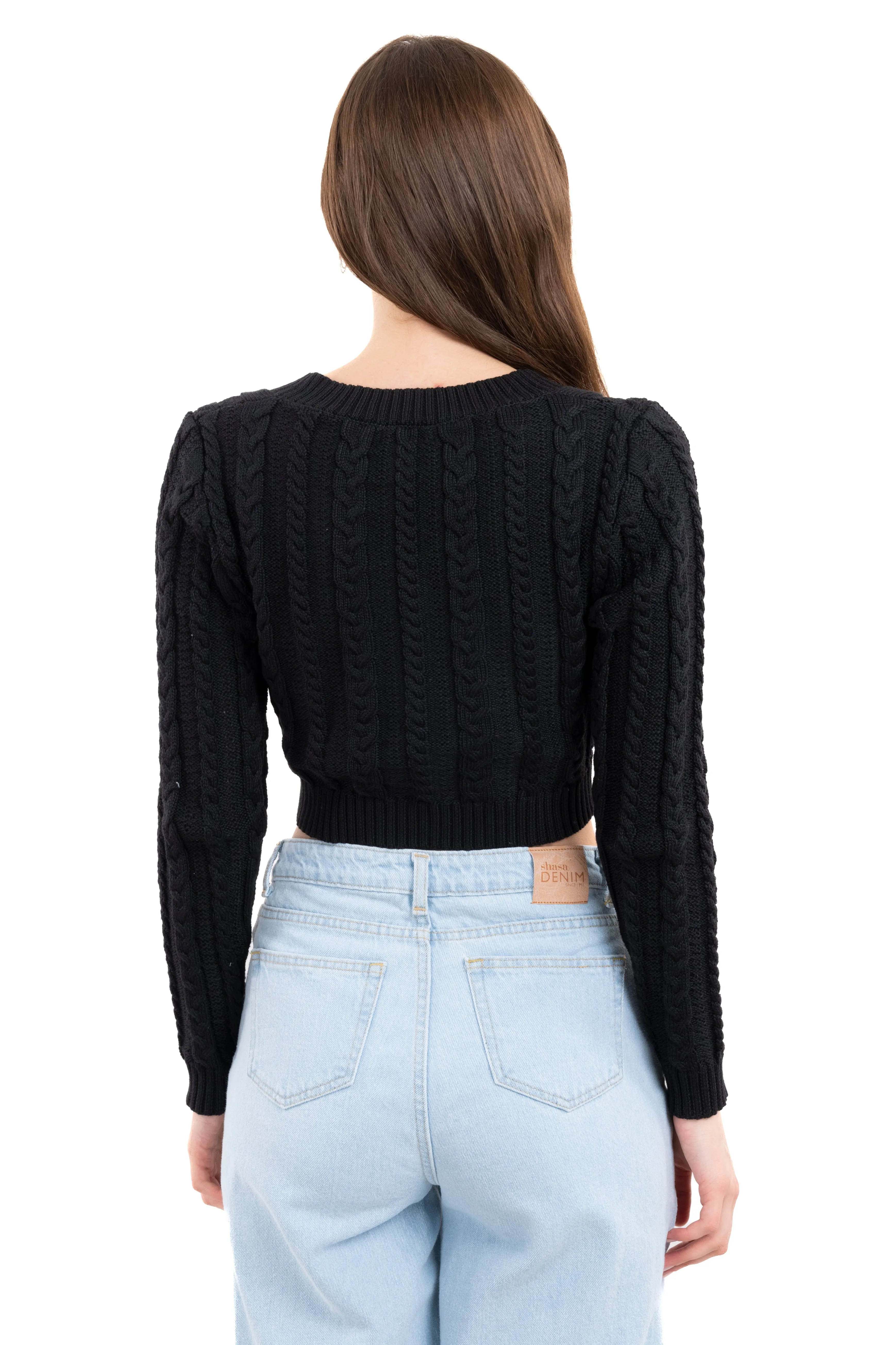 Suéter crop punto cuello v sold by Shasa product image thumbnail 4