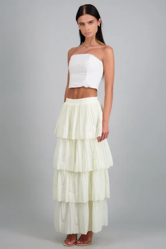 Maxi falda de olanes plisados sold by Shasa