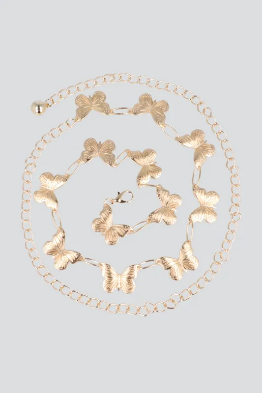 Cinturón cadena mariposas martelinadas sold by Shasa