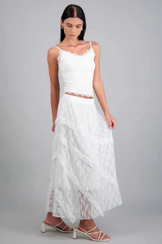 Falda maxi volantes sold by Shasa