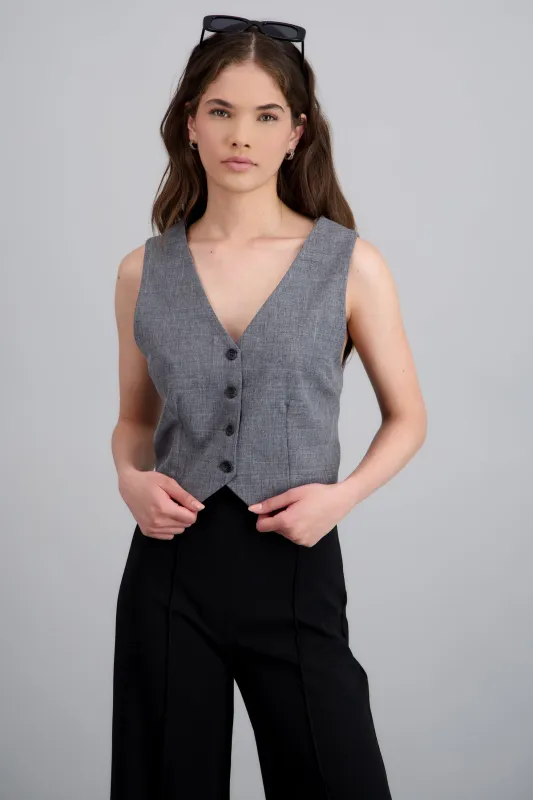 Chaleco crop sastreado detalle botones sold by Shasa