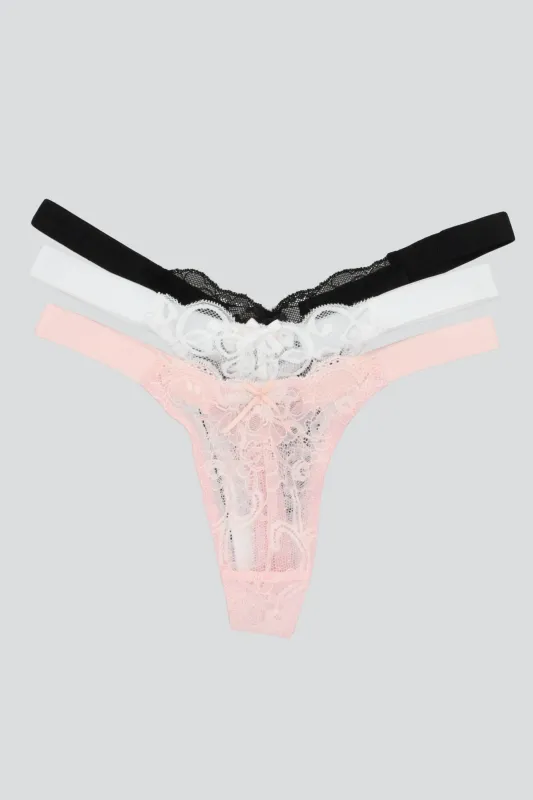 Tripack tanga de encaje sold by Shasa