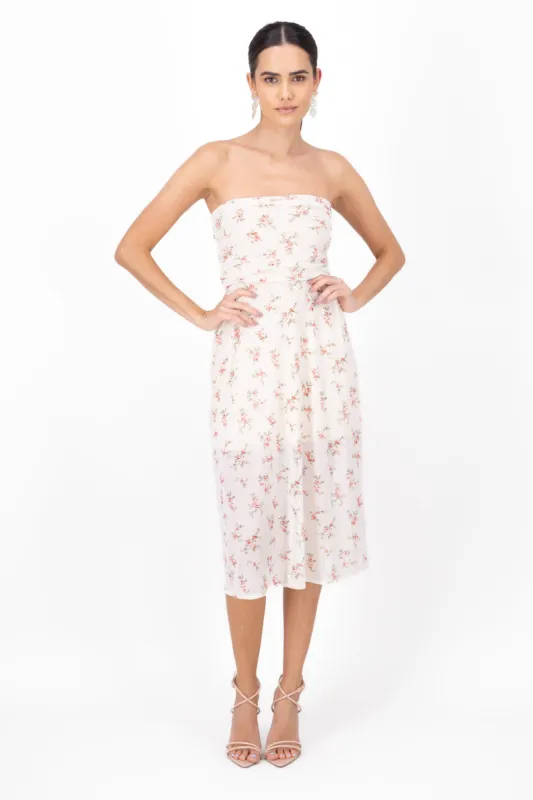 Vestido mesh drapeado estampado flores sold by Shasa