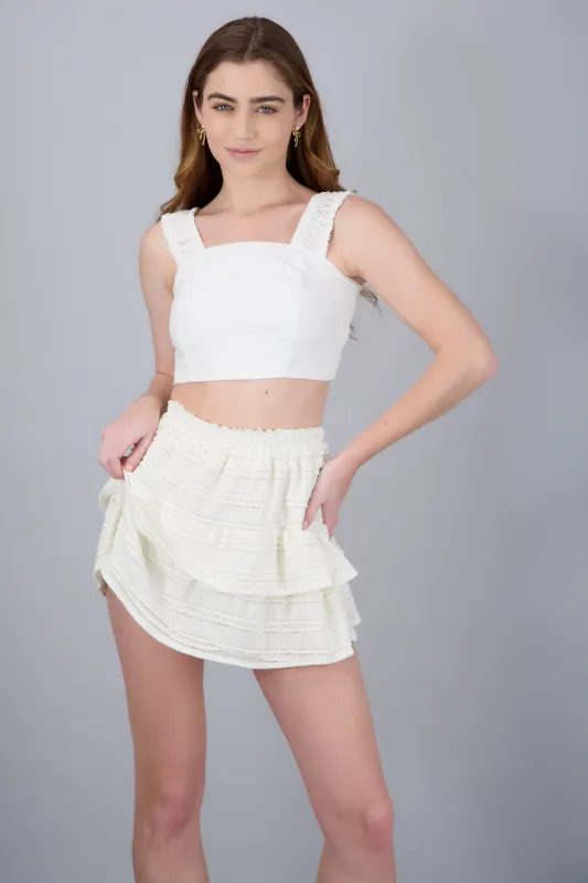 Falda mini doble olán textura sold by Shasa