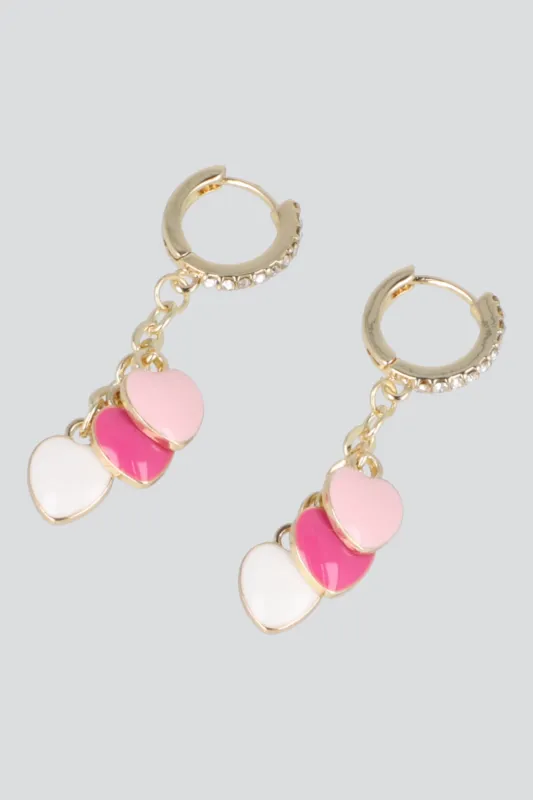 ARRACADAS TRIPLE CORAZON BRILLOS PQ made by Shasa