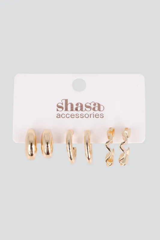 Set 3 pares arracadas earcuffs sold by Shasa