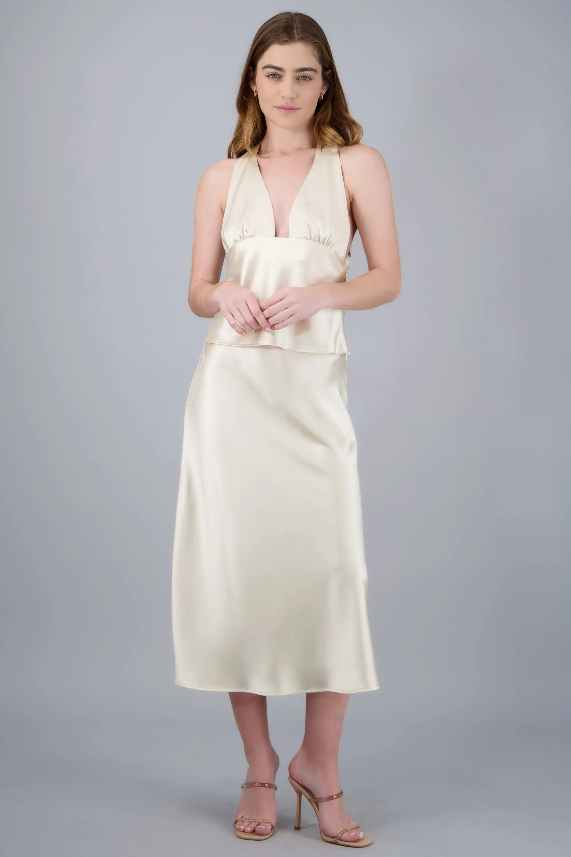 Falda midi satinada lisa sold by Shasa product image thumbnail 2