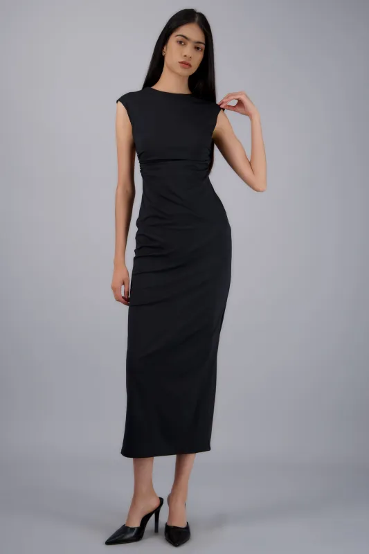 Vestido espalda descubierta detalle fruncido made by Shasa