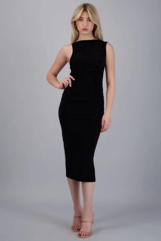 Vestido maxi liso espalda abierta made by Shasa