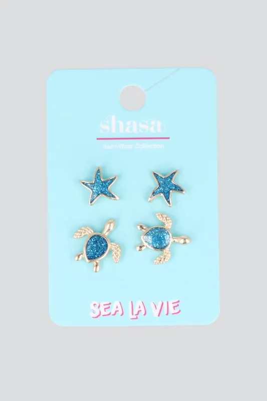 Set 2 aretes mar piedra sold by Shasa