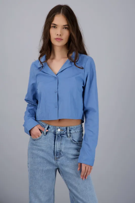 Camisa crop tela con textura sold by Shasa